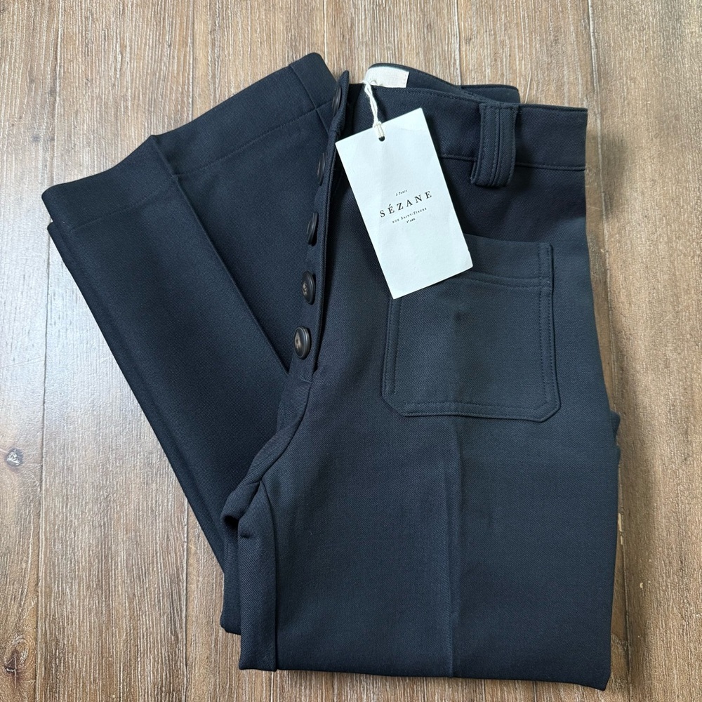 Sezane Pentalon Dan Trouser Wide Straight Leg Pants Wool Women's US Size 2 - Picture 5 of 15